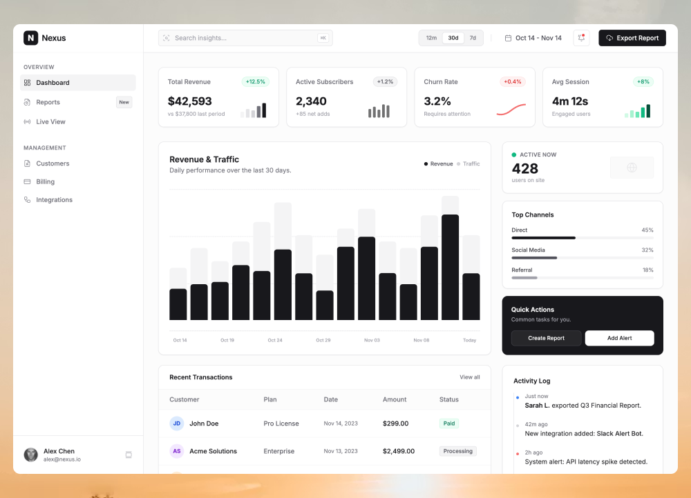 Nexus - Analytics Dashboard