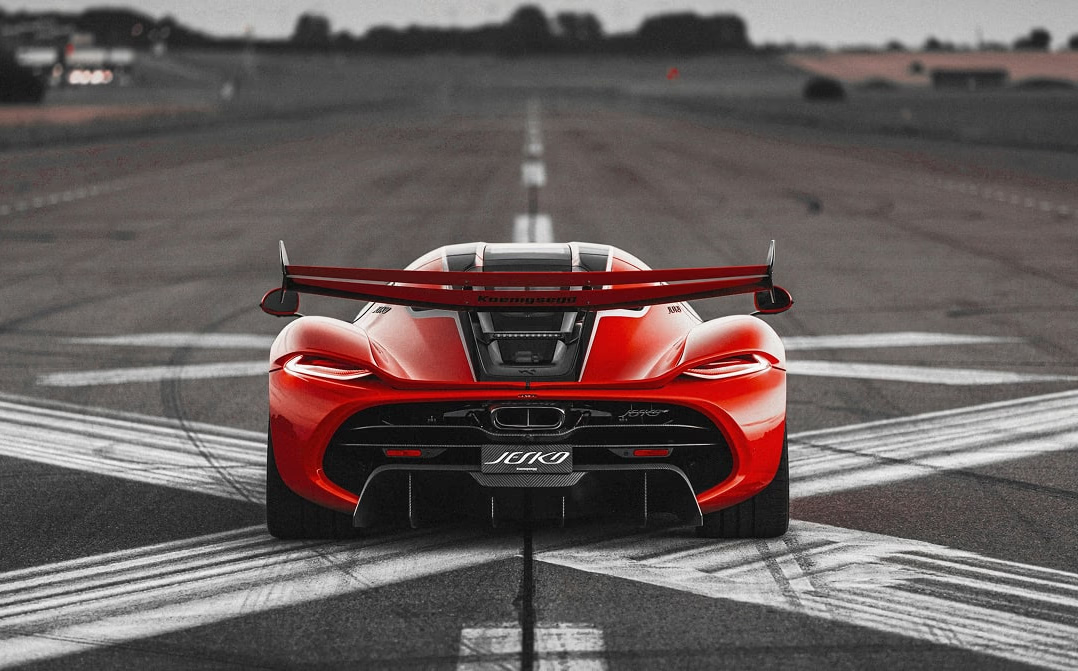 Race car speeding on track