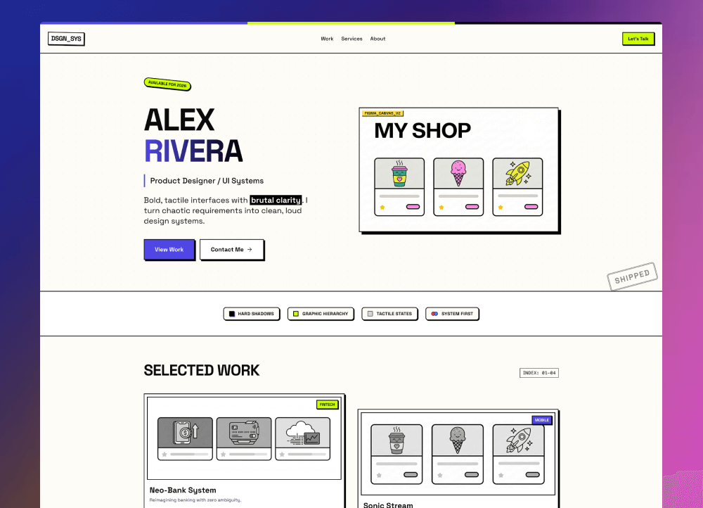 Neo‑Brutalist Designer Landing — Gumroad Template