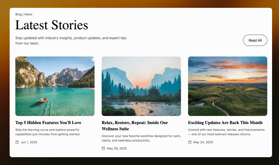 Blocks: production‑ready UI sections
