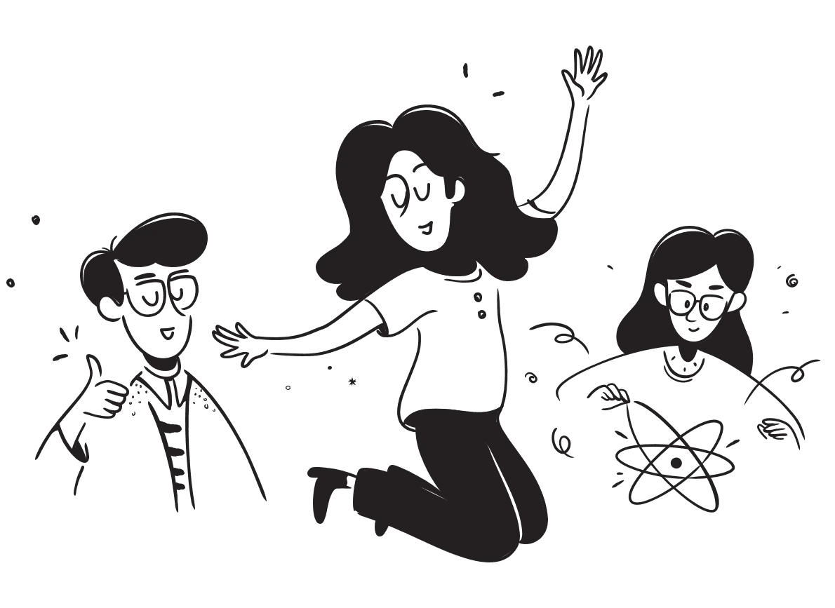 Hand drawn line illustration of a cozy living space