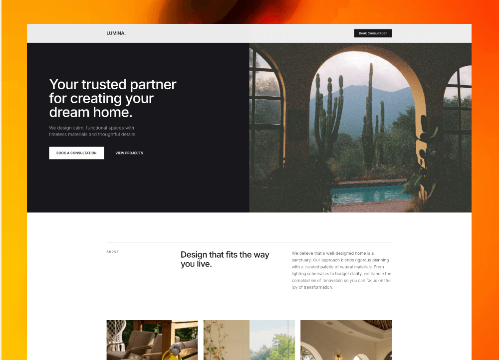 Interior Design Studio Landing Page