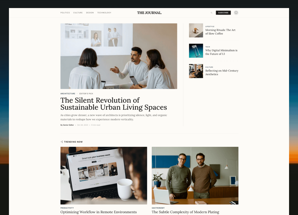 Editorial Blog Homepage Template