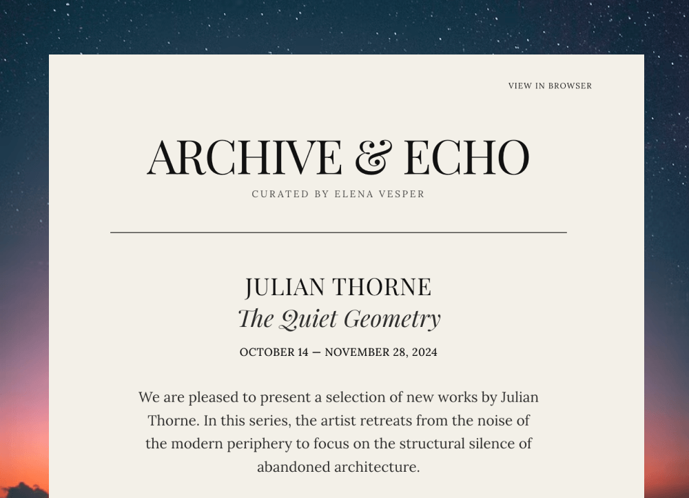 Warm Paper Editorial Art Invitation Email